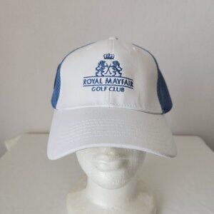 NWoT Legendary Royal Mayfair Golf Club Hat Cap Stretch Perfect Fit Blue White